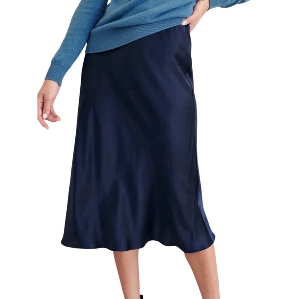 Quince washable navy silk skirt size small